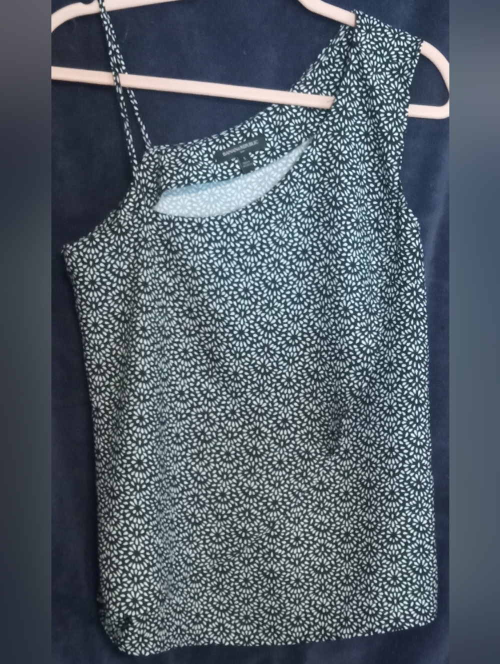 Banana Republic One-Shoulder Floral Dot Top - Black & White